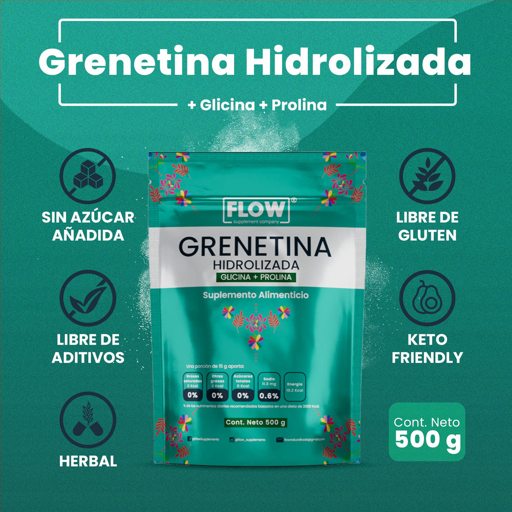 Grenetina Hidrolizada + Glicina + Prolina / 500 gr