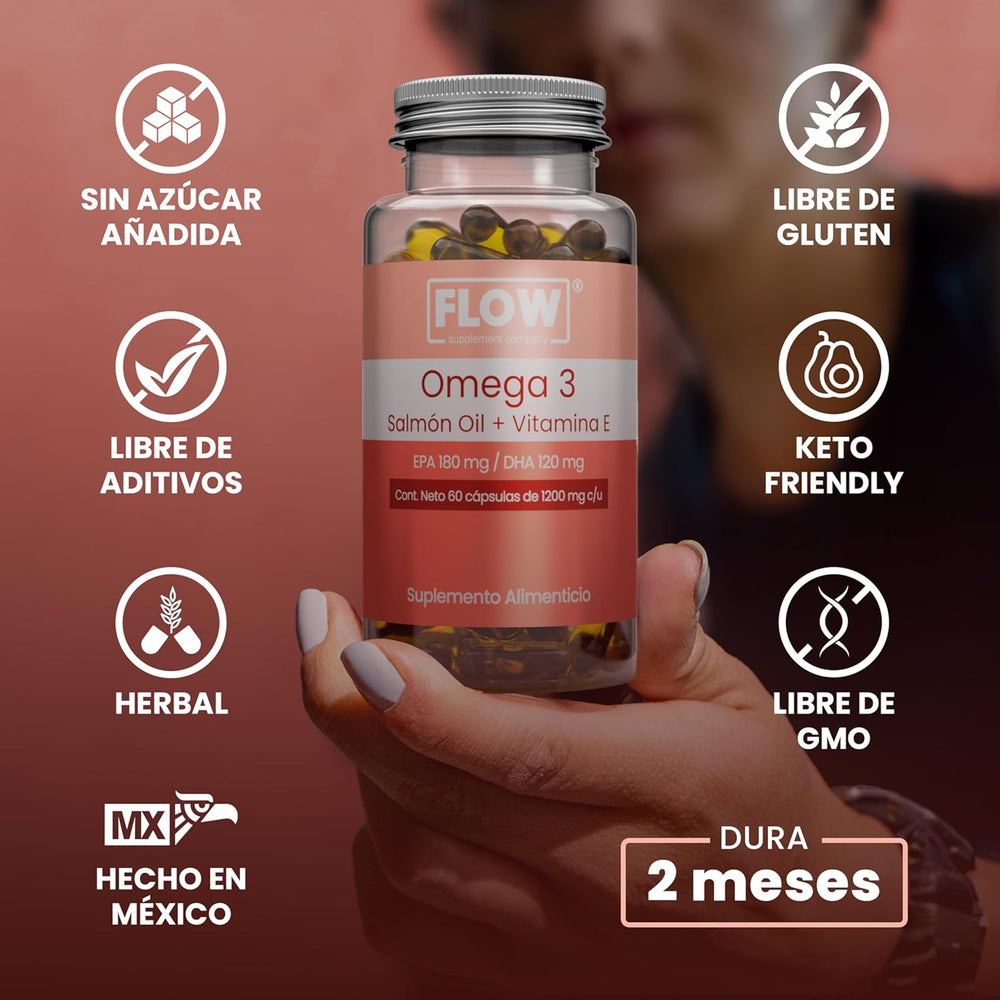 Omega 3 + Aceite de Salmón + Vitamina E / 60 cápsulas de 1200 mg c/u