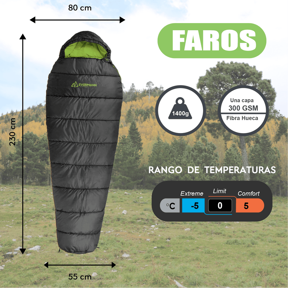 Sleeping Bag Faros -5°C Gris