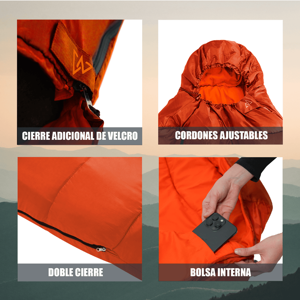 Sleeping Bag Faros -5°C Naranja
