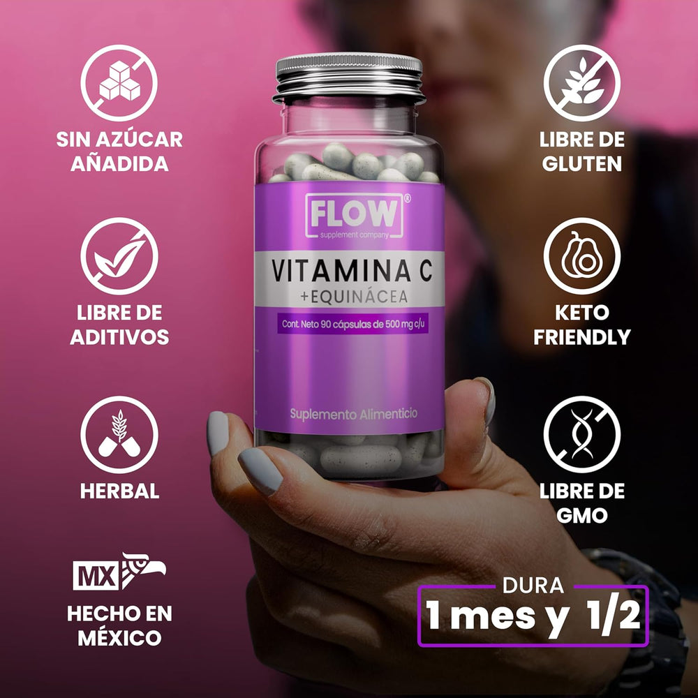 Vitamina C + Equinácea / 90 cápsulas de 500 mg c/u
