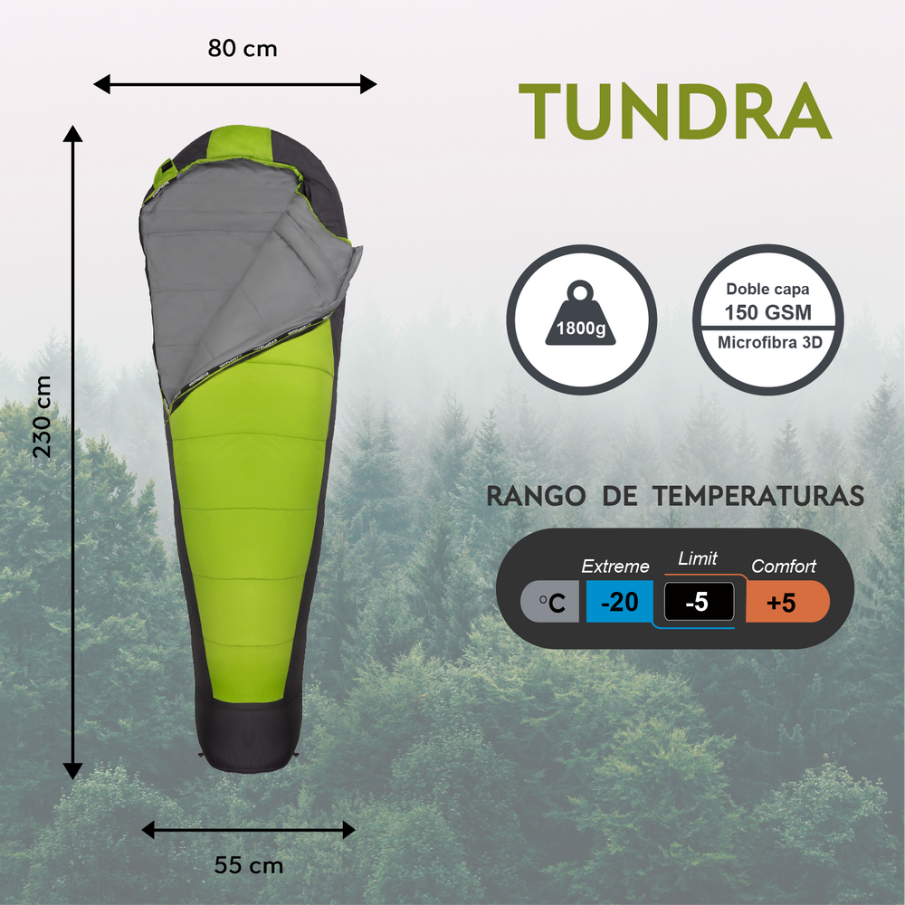 Sleeping Bag Tundra -20°C Verde