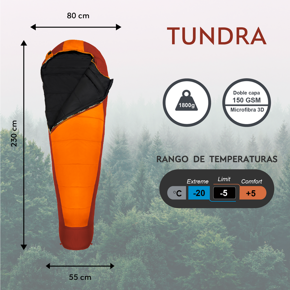 Sleeping Bag Tundra -20°C Naranja