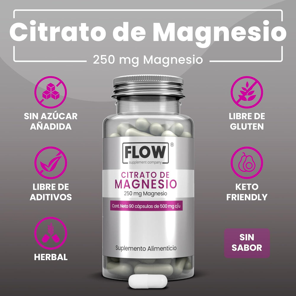 Citrato de Magnesio / 90 cápsulas de 500 mg c/u