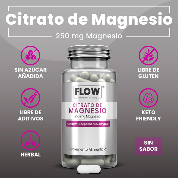 Citrato de Magnesio / 90 cápsulas de 500 mg c/u