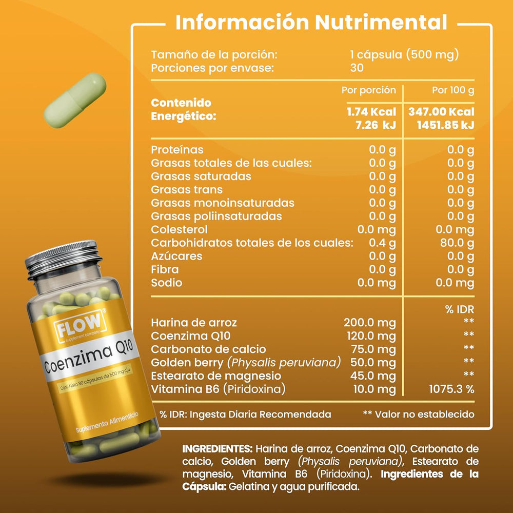 Coenzima Q10 (120mg) / 30 cápsulas de 500 mg c/u