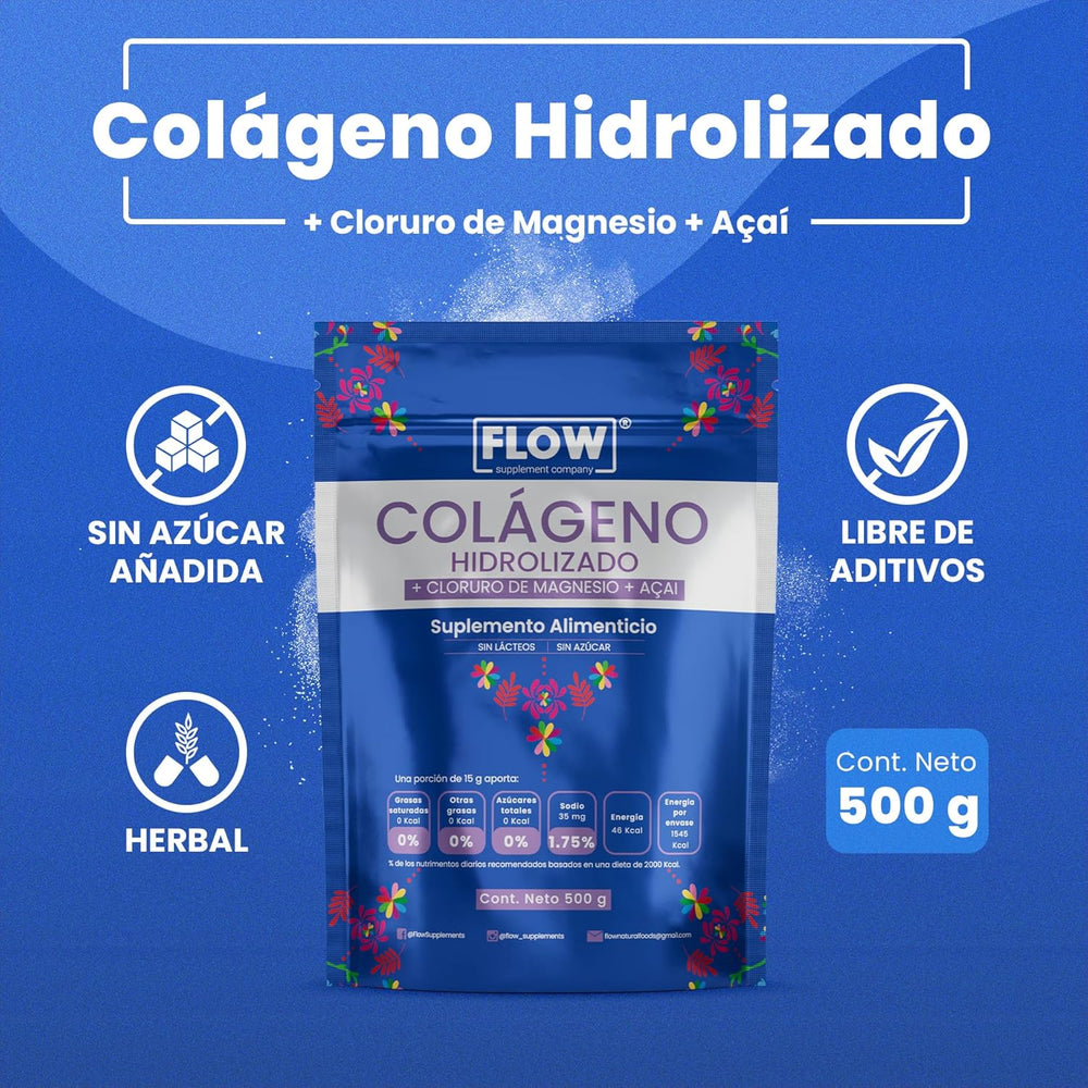 Colágeno Hidrolizado + Açaí + Cloruro de Magnesio / 500 gr