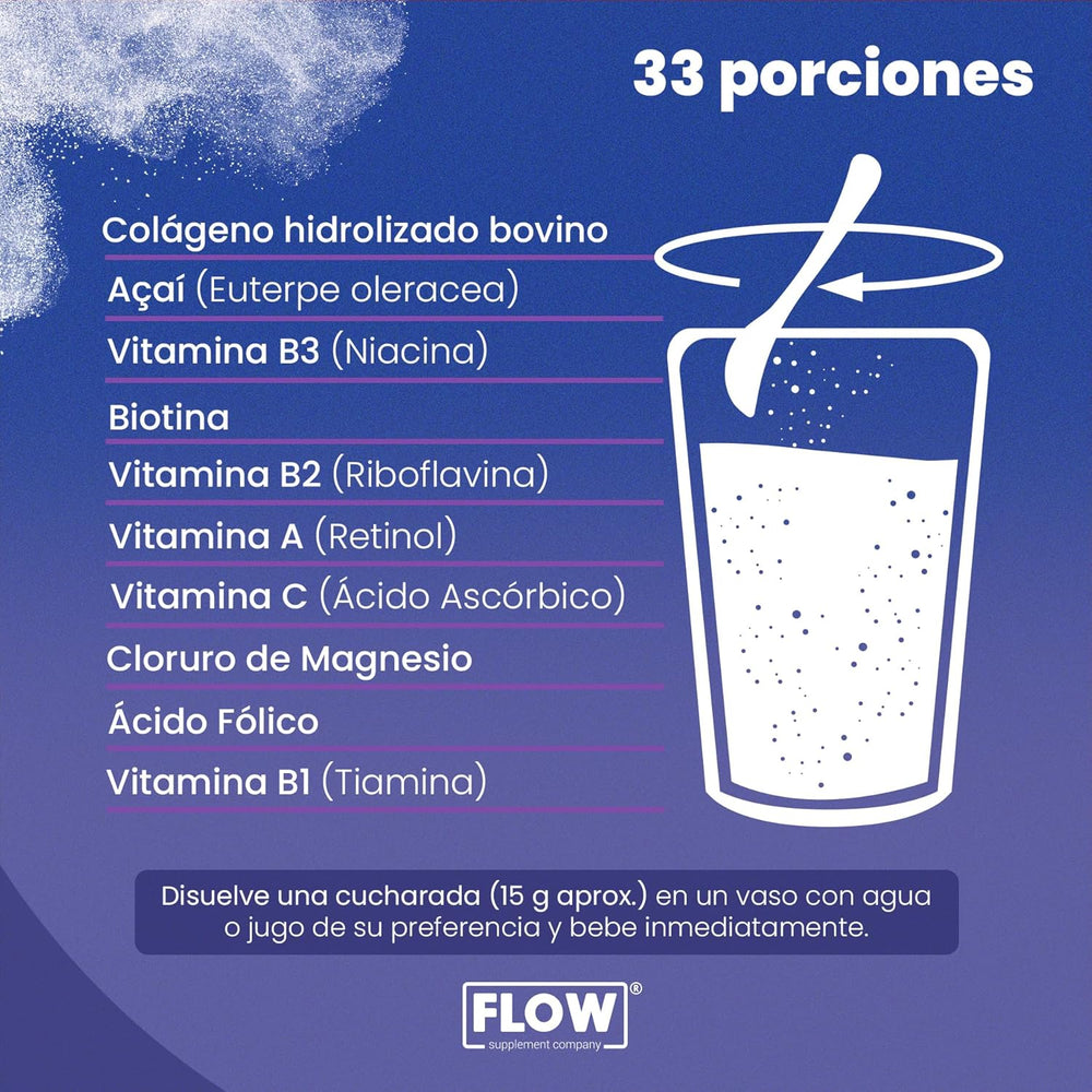 Colágeno Hidrolizado + Açaí + Cloruro de Magnesio / 500 gr