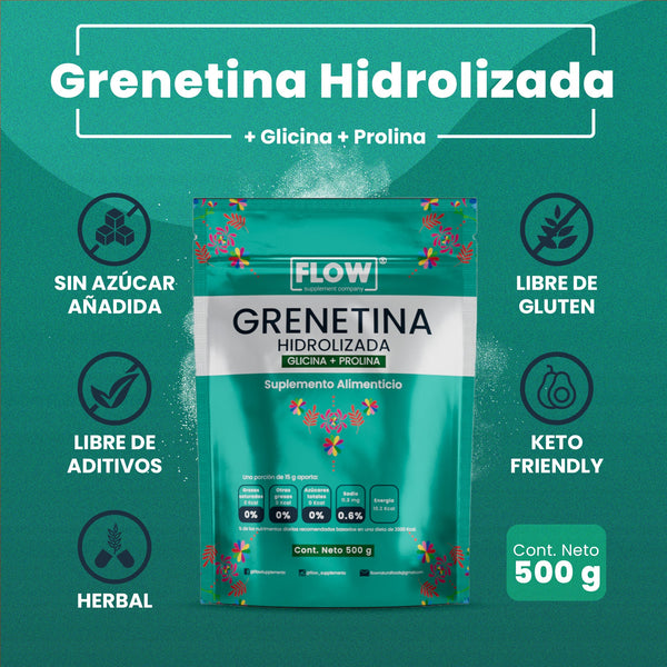 Grenetina Hidrolizada + Glicina + Prolina /  500 gr