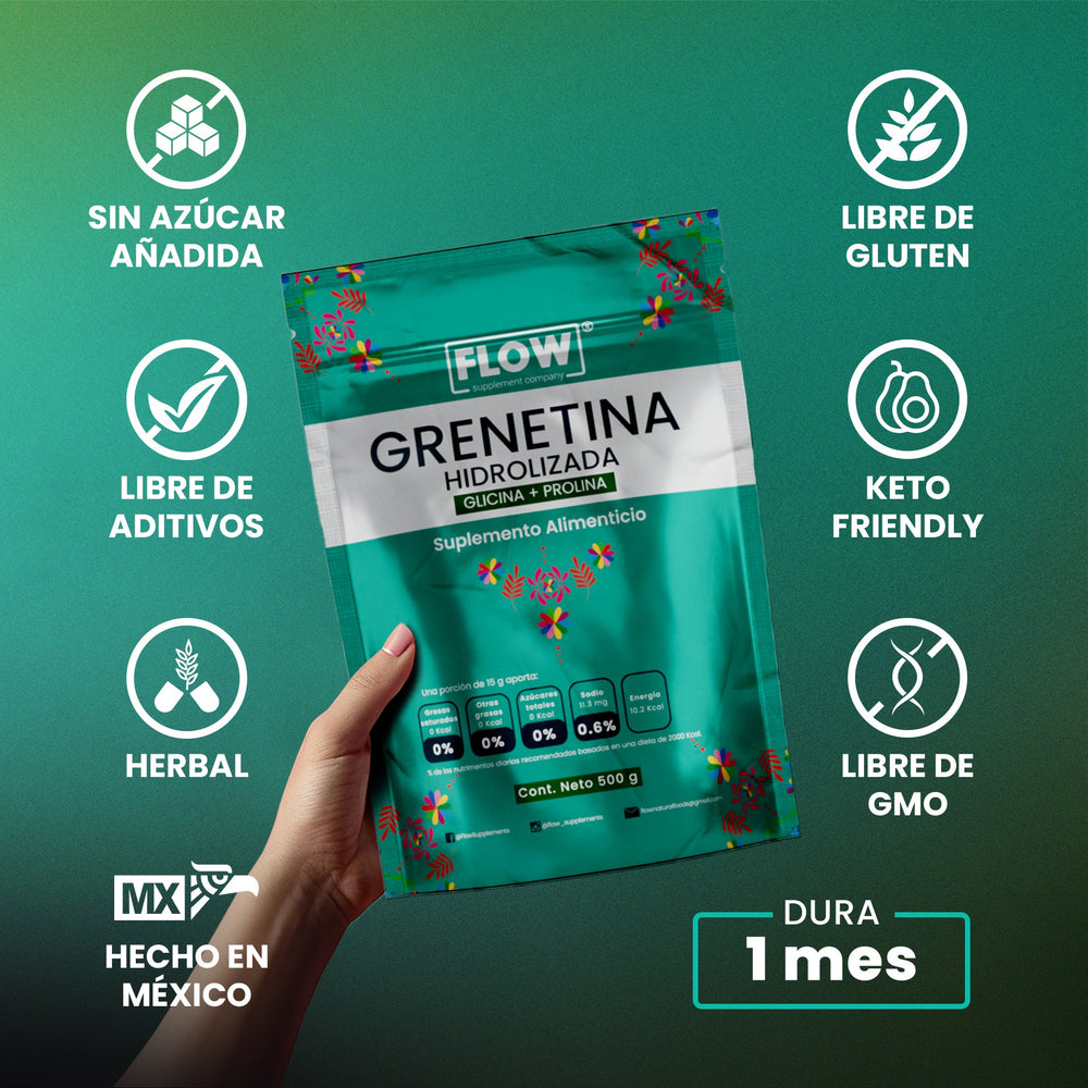 Grenetina Hidrolizada + Glicina + Prolina /  500 gr