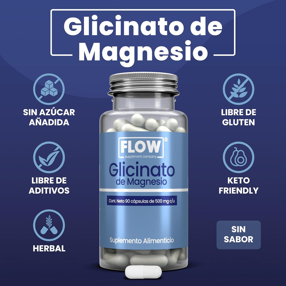 Glicinato de Magnesio / 90 cápsulas de 500 mg c/u