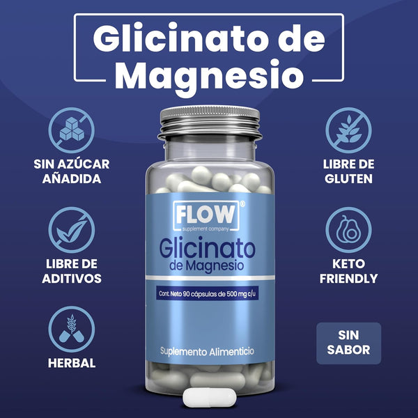 Glicinato de Magnesio / 90 cápsulas de 500 mg c/u