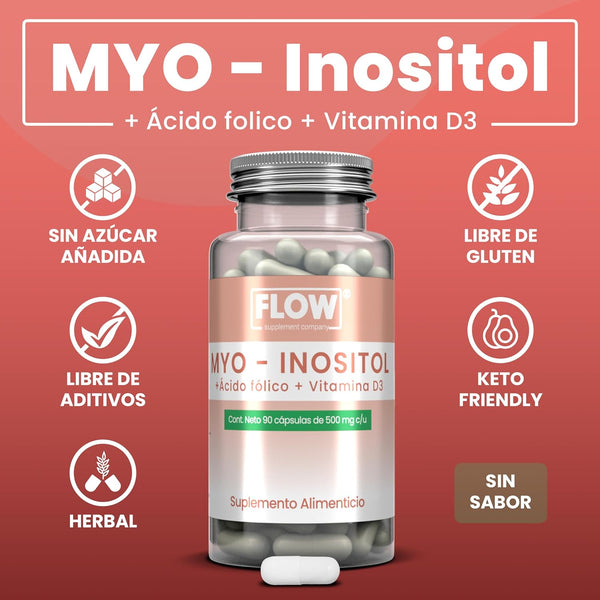 Myo Inositol + Ácido Fólico + Vitamina D3 / 90 cápsulas de 500 mg c/u