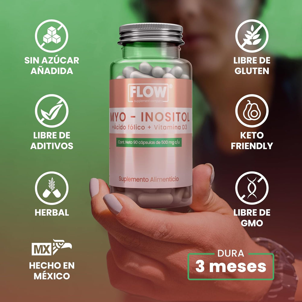 Myo Inositol + Ácido Fólico + Vitamina D3 / 90 cápsulas de 500 mg c/u