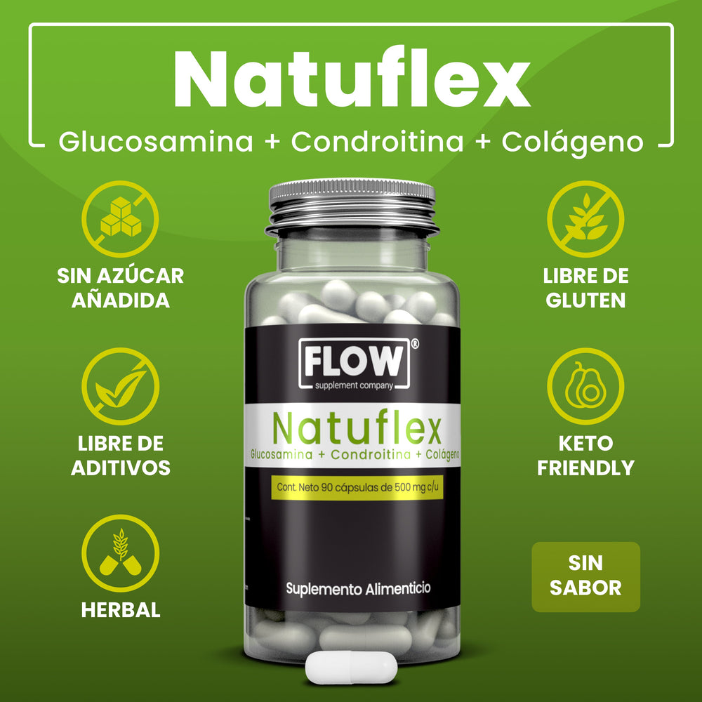 Natuflex / Glucosamina + Condroitina + Colágeno / 90 cápsulas de 500 mg c/u