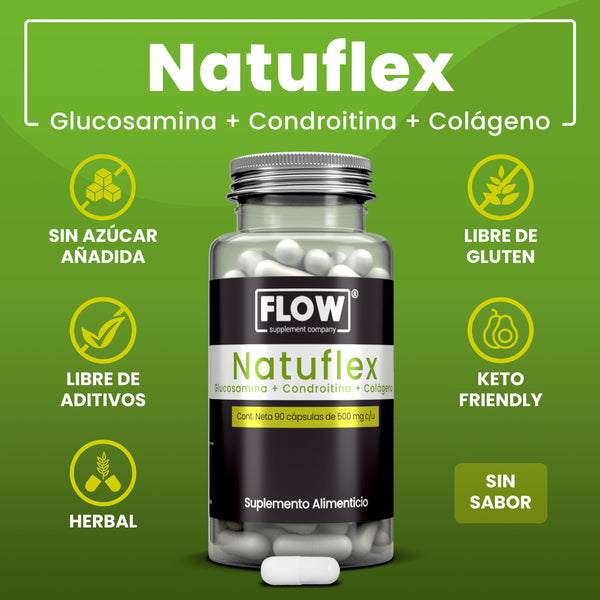 Natuflex / Glucosamina + Condroitina + Colágeno / 90 cápsulas de 500 mg c/u
