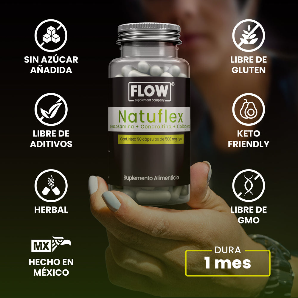 Natuflex / Glucosamina + Condroitina + Colágeno / 90 cápsulas de 500 mg c/u