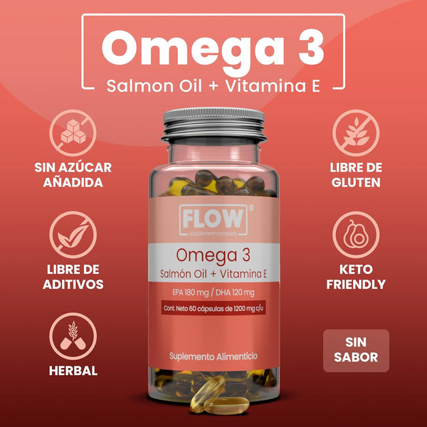 Omega 3 + Aceite de Salmón + Vitamina E / 60 cápsulas de 1200 mg c/u