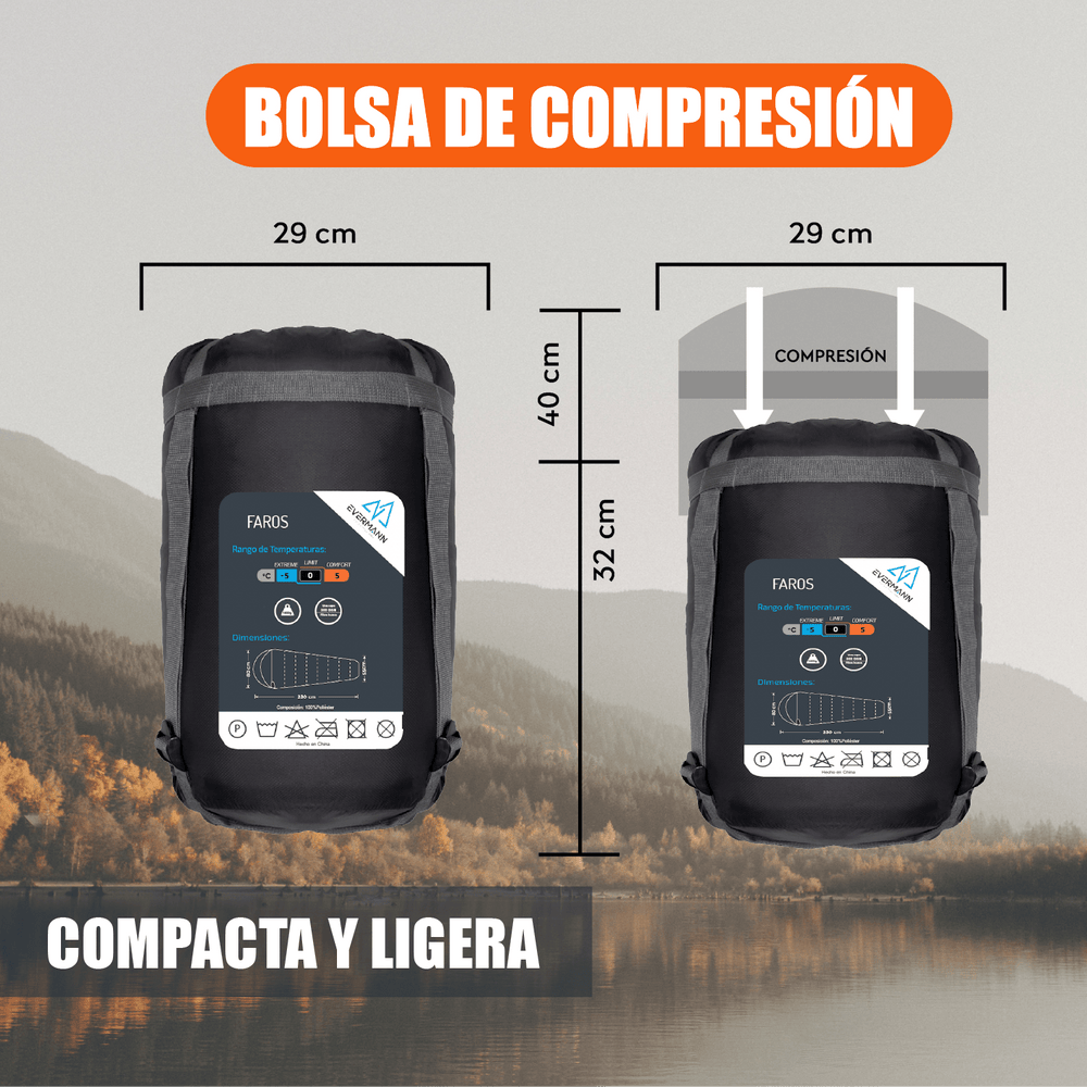 Sleeping Bag Faros -5°C Naranja