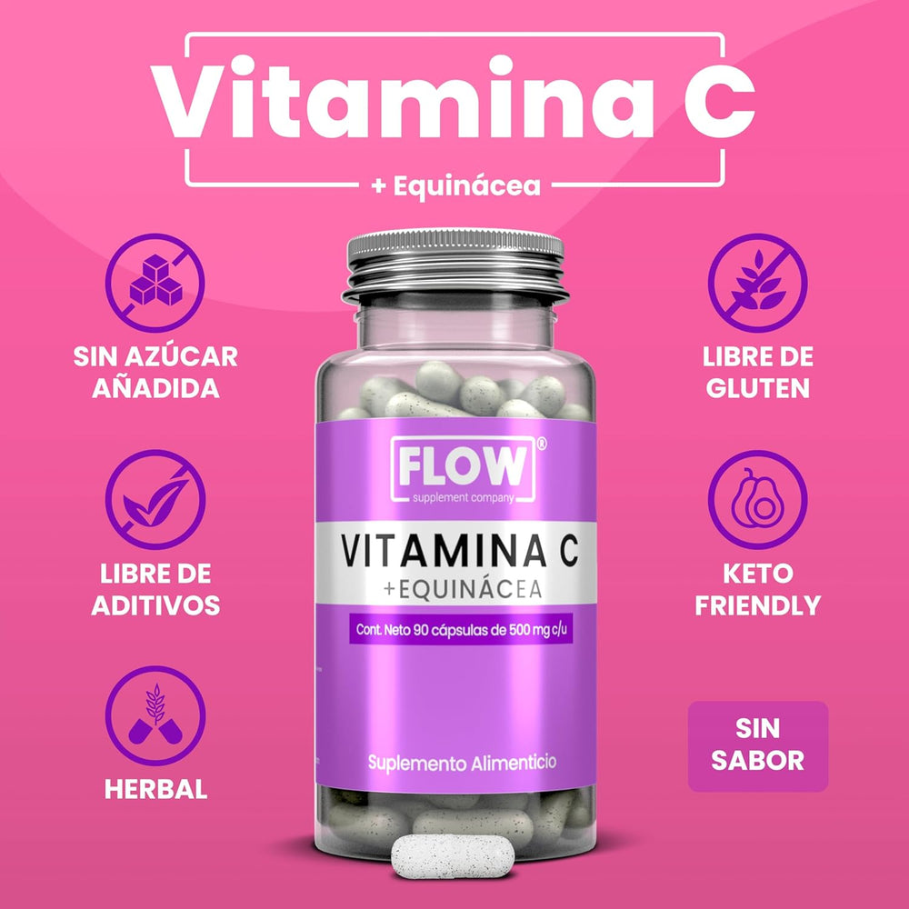 Vitamina C + Equinácea / 90 cápsulas de 500 mg c/u